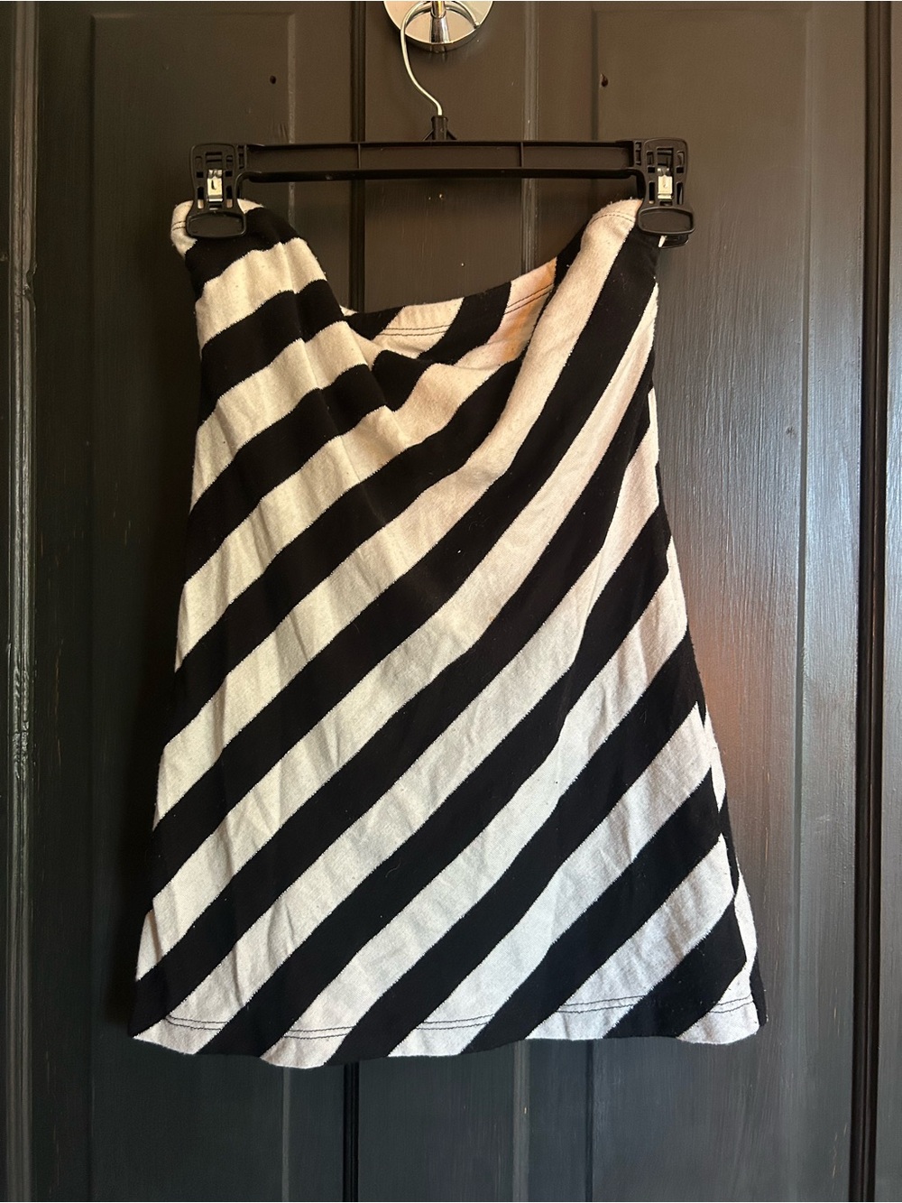 Black & White Diagonal Stripe Tube Top
